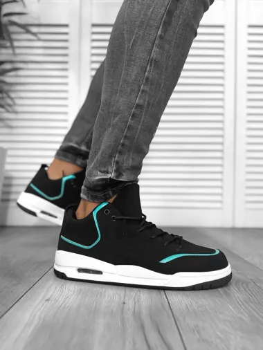 Adidasi barbati casual, negru cu verde 5919 N4-4